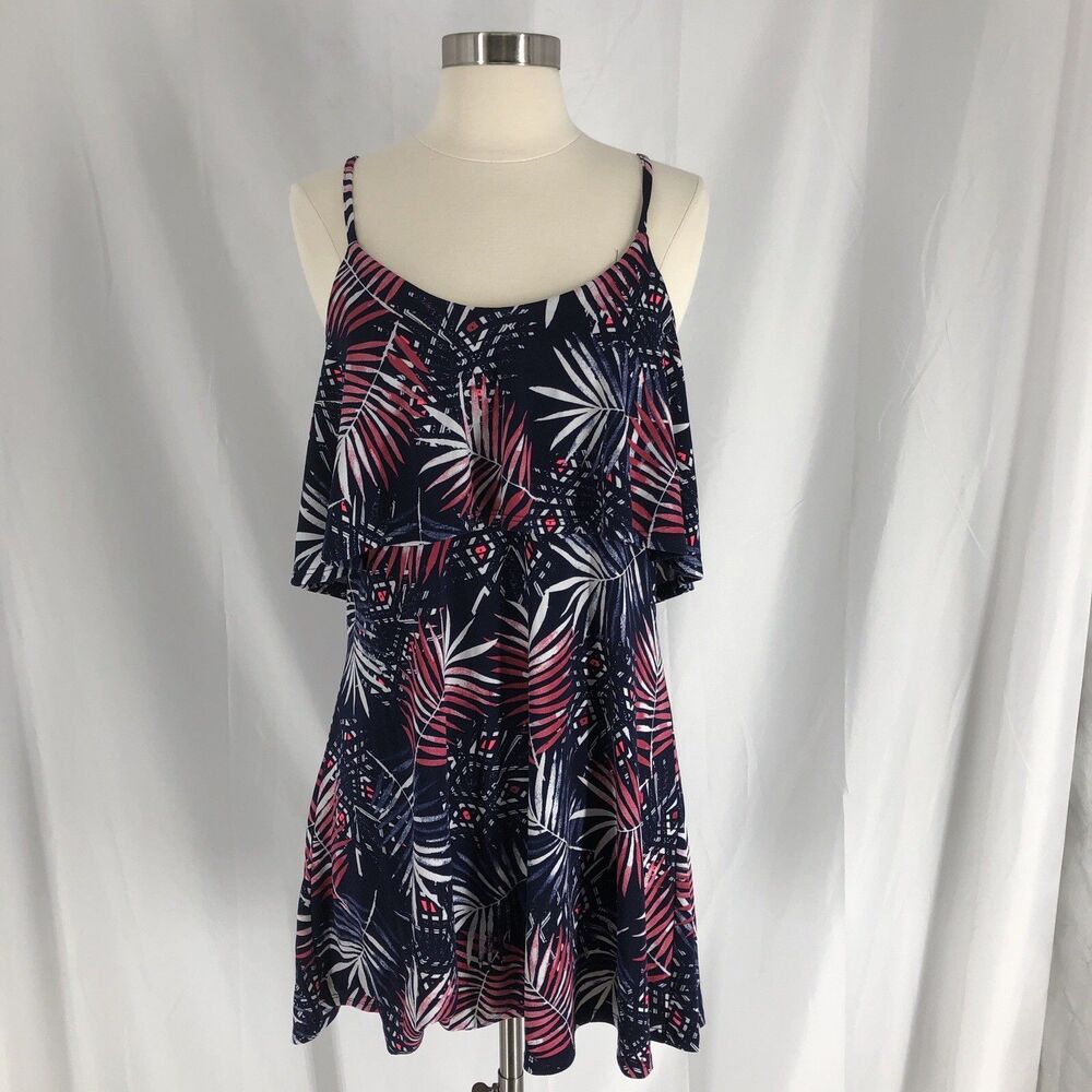 Express Womens Size XS Dress Blue Floral Sleeveless Spaghetti Strap Casual
